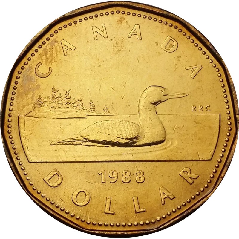 1988 Canadian 1 Common Loon Dollar Coin Uncirculated